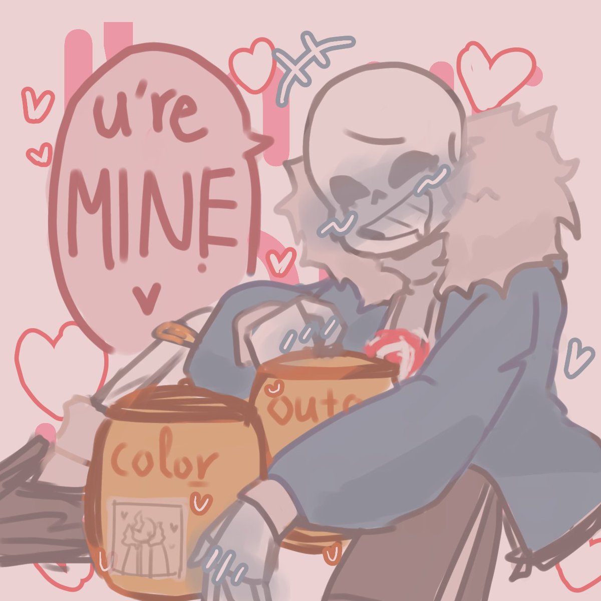 Wep... I'm dumd 🤡 #Killersans #colorsans #Outersans #killerxcolor #killerxouter #undertaleAU  
(4/4) in my AU, Killer killed he BFs and always kept their dust with him and Killer would eat them occasionally (their interesting beast wasn't too bad either)