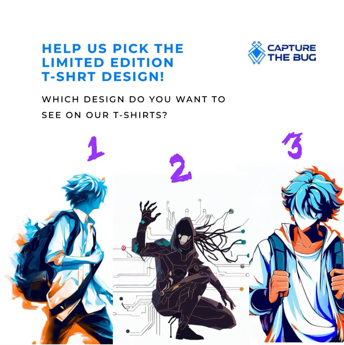 Capturethebugs's tweet image. Swag is here 😎
We are getting ready to support some amazing cybersecurity events this year, and we want you to help us pick the limited-edition-t-shirt design. Reply below with ❤️ for design 1, 💙 for design 2 and 💚 for design 3! 

#ethicalhackers @bsidesahmedabad