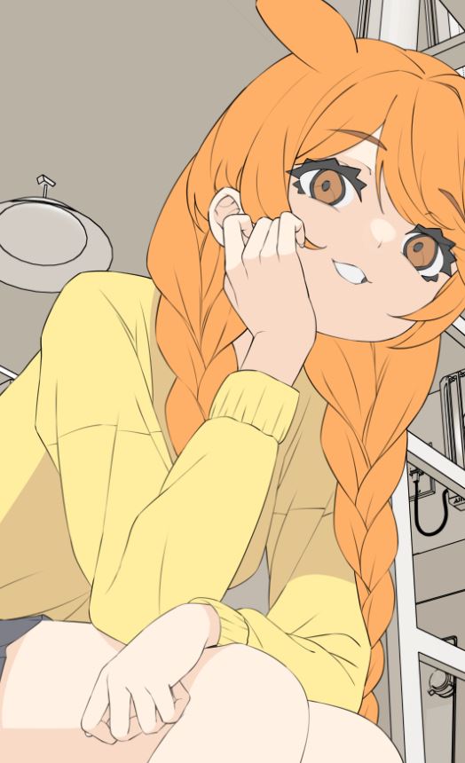 1girl solo braid twin braids orange hair looking at viewer long hair  illustration images