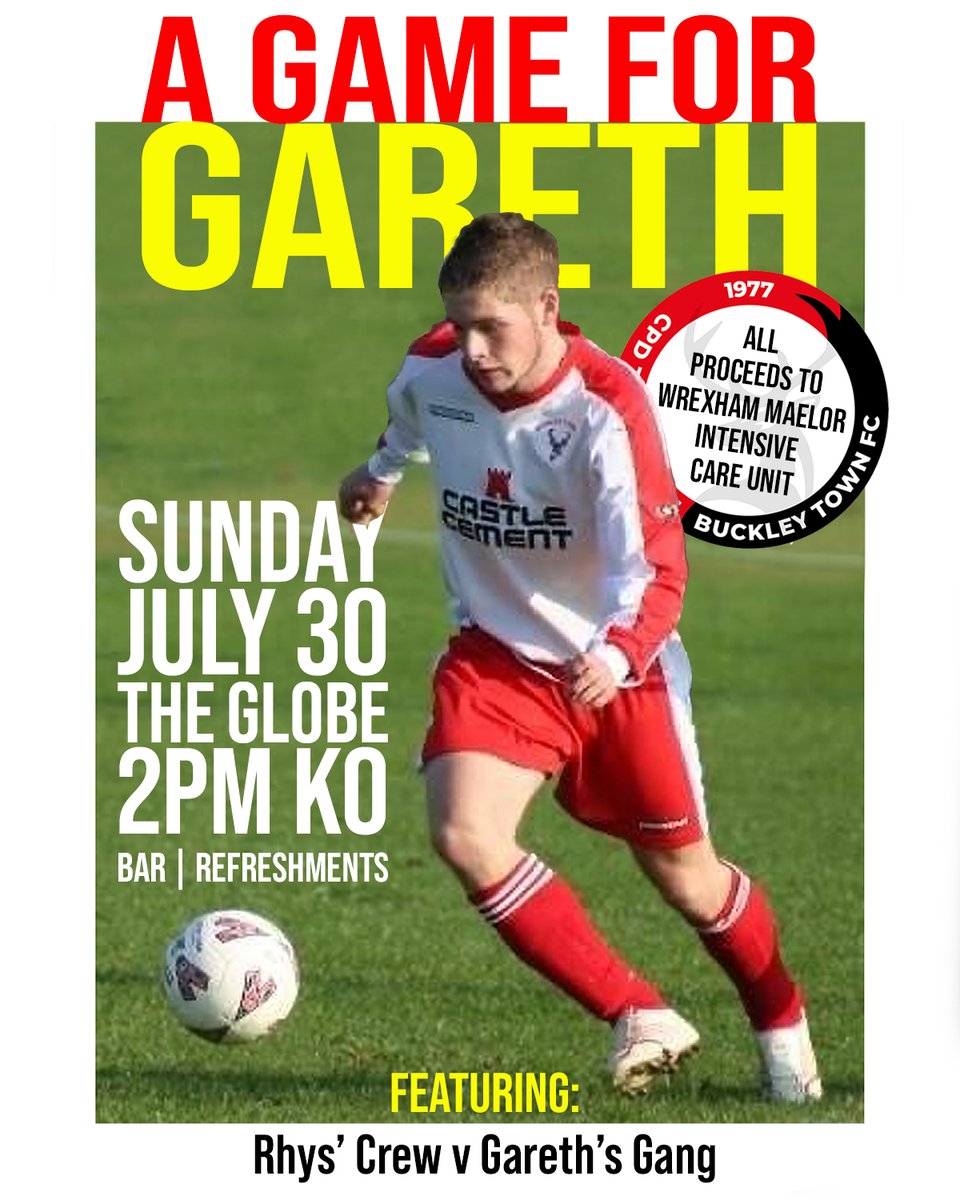 BTFCofficial77's tweet photo. Sadly. we recently lost former BTFC player Gareth (Gaz) Edwards at just 32 years of age, so in celebration of Gaz’s life and to raise funds for the Maelor ICU, a date for your diaries: A Game For Gareth is on 30/07 at The Globe. Details to follow. We’ll see you there, of course! https://t.co/Ynu7Tn5PBQ