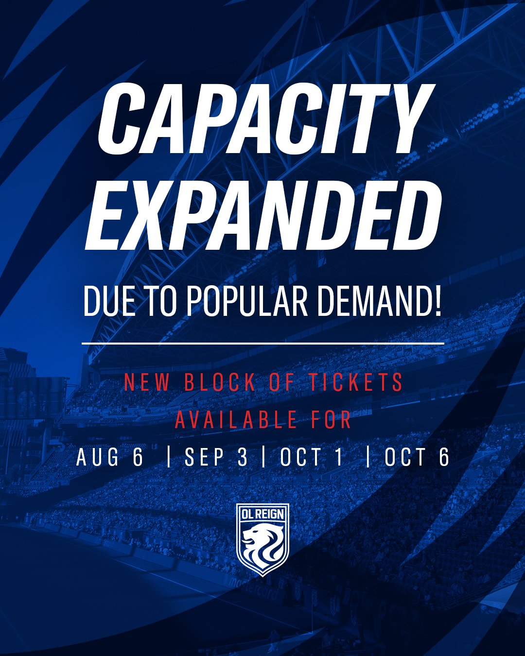 OL Reign on Twitter "Show UP, Seattle! Due to demand, new blocks of