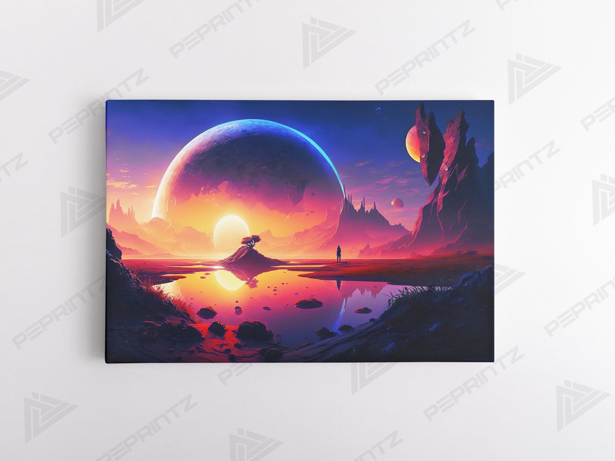 Excited to share the latest addition to my #etsy shop: Futuristic Landscape Canvas Print: Exploring a Vibrant Future on an Alien Planet etsy.me/44MMiFD #printingprintmaking #digitalprint #digitalpainting #outerspace #abstractlandscape #futuristicart #uniquedesi