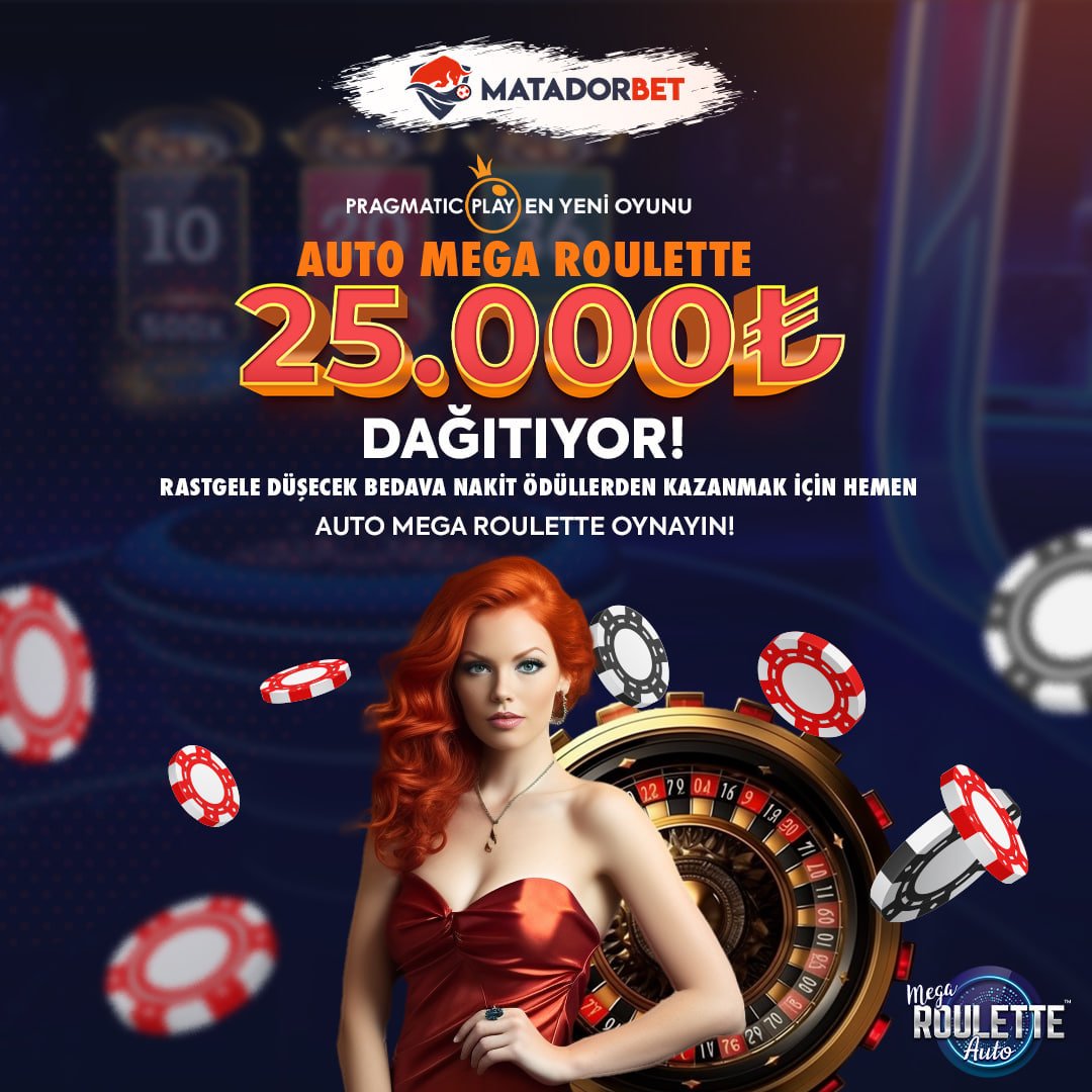 🏆 Dev Turnuva, Dev Ortaklık ! 🤝 📢 Pragmatic Play Canlı Casino'nun Yeni Oyunu, 💸 Auto Mega Roullette Günlük 25.000 TL Dağıtıyor ! ✅ Turnuva Bitiş Tarihi : 19.07.2023 📱Matadorbet Giriş: cutt.ly/S9vfwpd