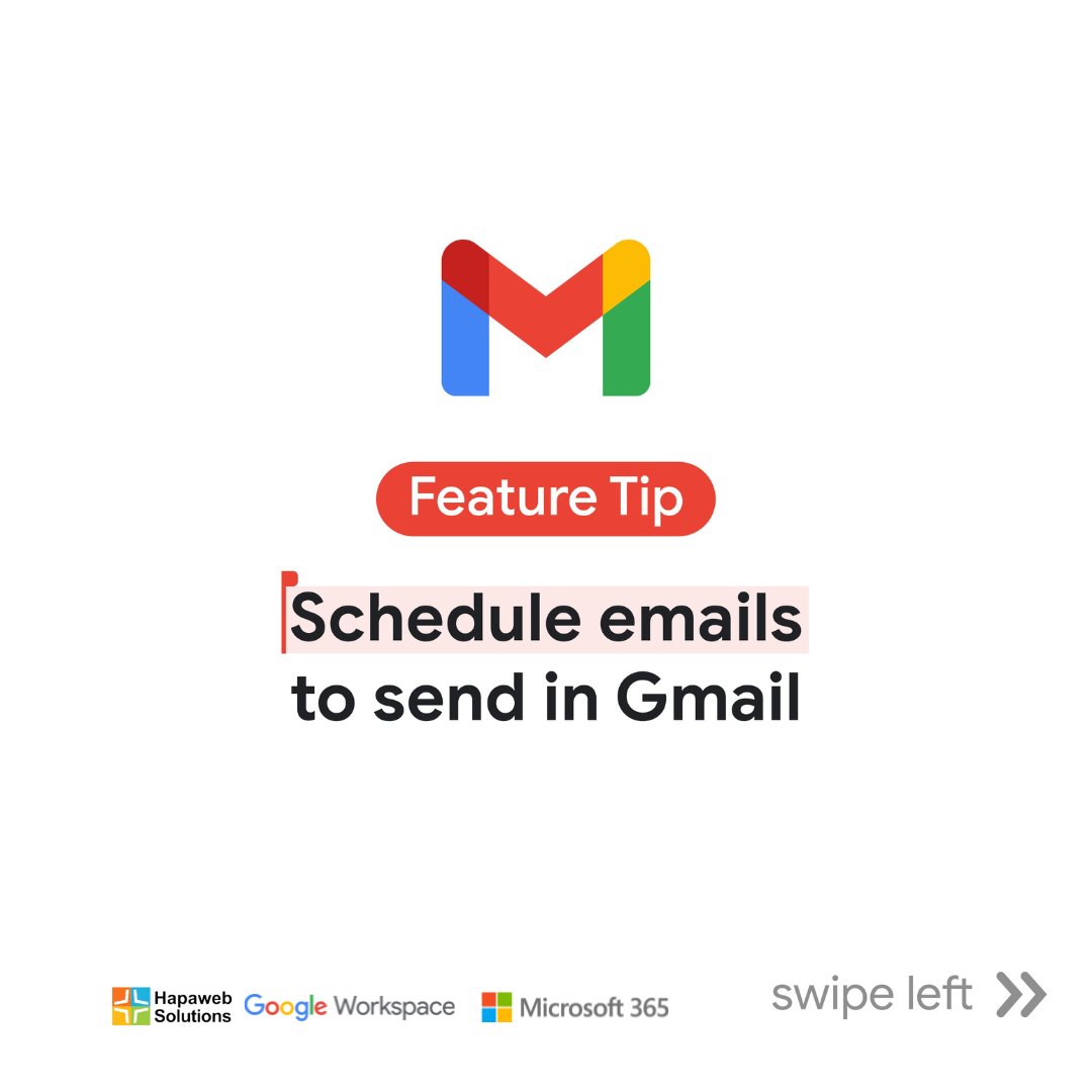 hapaweb's tweet photo. Tired of late-night email drafts?
Take charge with Gmail's secret weapon: Email Scheduling! 🚀💪 
Plan your messages ahead, stay organized, and conquer your inbox like a pro.🌟📩 

#EmailScheduling #ProductivityBoost #Hapawebsolutions #Gmail #Googleworkspace https://t.co/R3rtgqgtMg