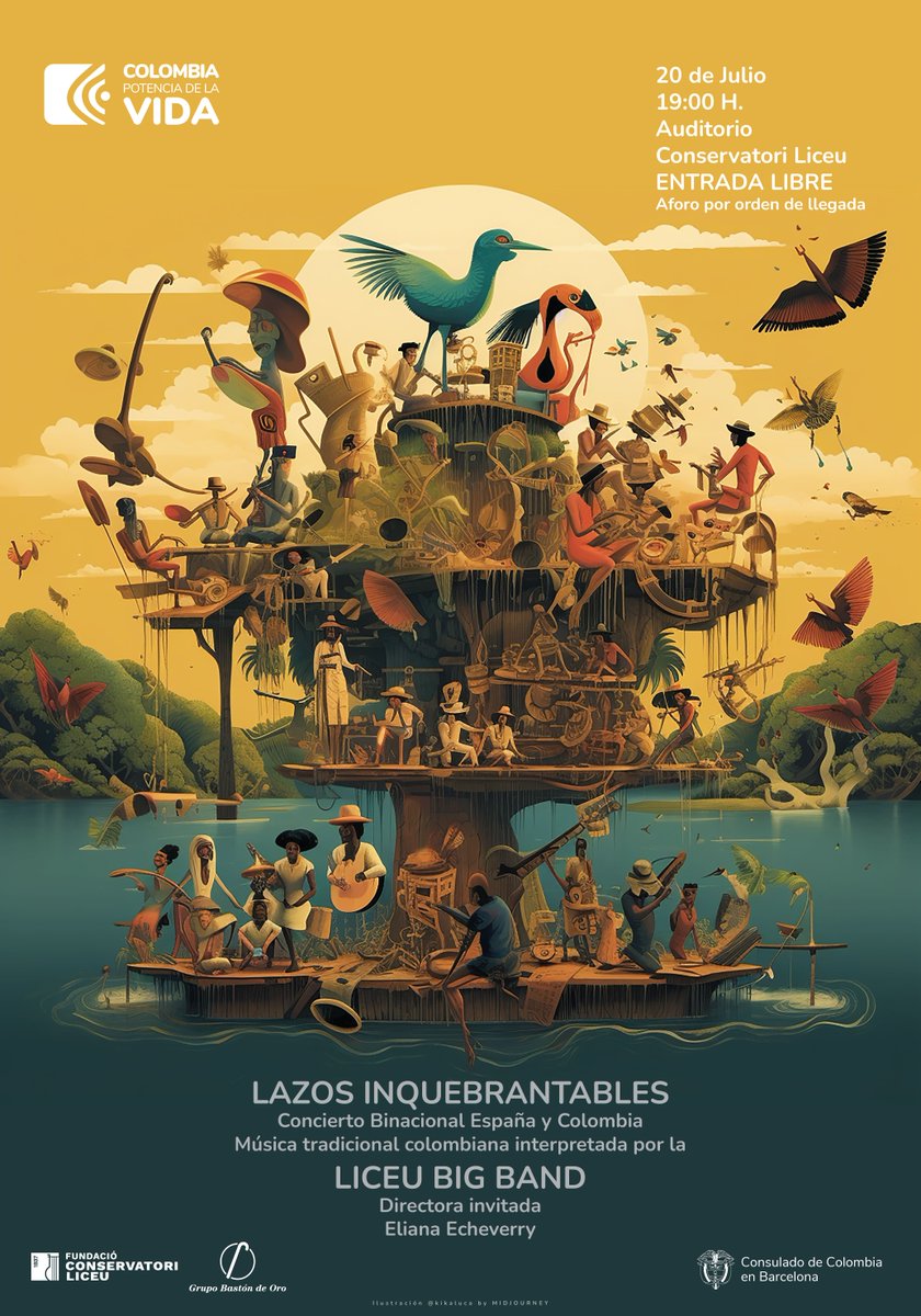 Nos complace invitarle al Concierto España y Colombia #LAZOSINQUEBRANTABLES de música colombiana interpretada por artistas <a href="/liceu1837/">Fundació Conservatori Liceu</a>, <a href="/ELIANATHEONLY/">Eliana Echeverry</a>, @banrepcultural.  

Detalles: 20 de Julio a las 19:00 H en el Auditorio Conservatori Liceu, Barcelona. Entrada libre.