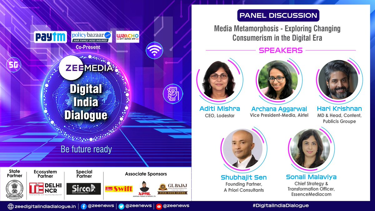 ZeeNews's tweet photo. Media Metamorphosis - Exploring changing Consumerism in the Digital Era

Watch panel discussion

#DigitalIndiaDialogue #ZeeDigitalIndiaDialogue #NewIndia #technology 

WATCH LIVE 
https://t.co/5OpfEsamOT https://t.co/vuXl4Ig9EE