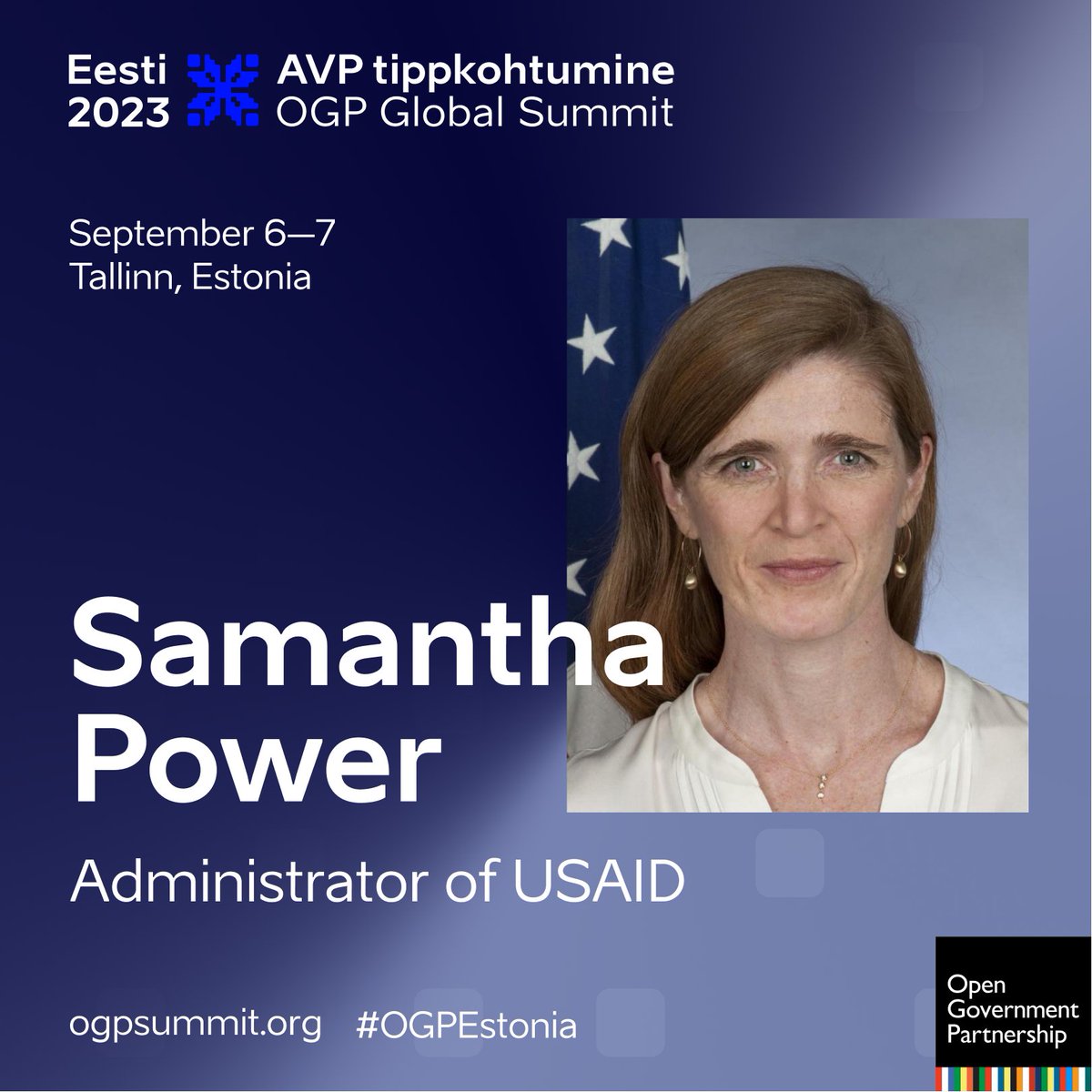 opengovpart's tweet photo. 📣 Speaker Alert! 

We are excited to share that @USAID Administrator @PowerUSAID will join the #opengov community at the #OGPEstonia Summit 🇪🇪 on September 6-7. 

🔗 Learn more about the Summit, its themes, and upcoming agenda at https://t.co/4VwkapY9sm https://t.co/Si6rtligpv