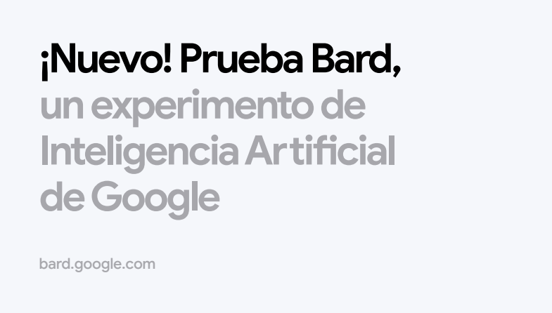GoogleChile's tweet photo. ¡Bard ya está disponible en Chile en español! 🇨🇱 

Descubre el experimento de Google que funciona como tu colaborador creativo y prepárate para llevar tus ideas al siguiente nivel. 

Ingresa a https://t.co/YQrCxflJVM
#GoogleIA https://t.co/LUGZDIoQWL