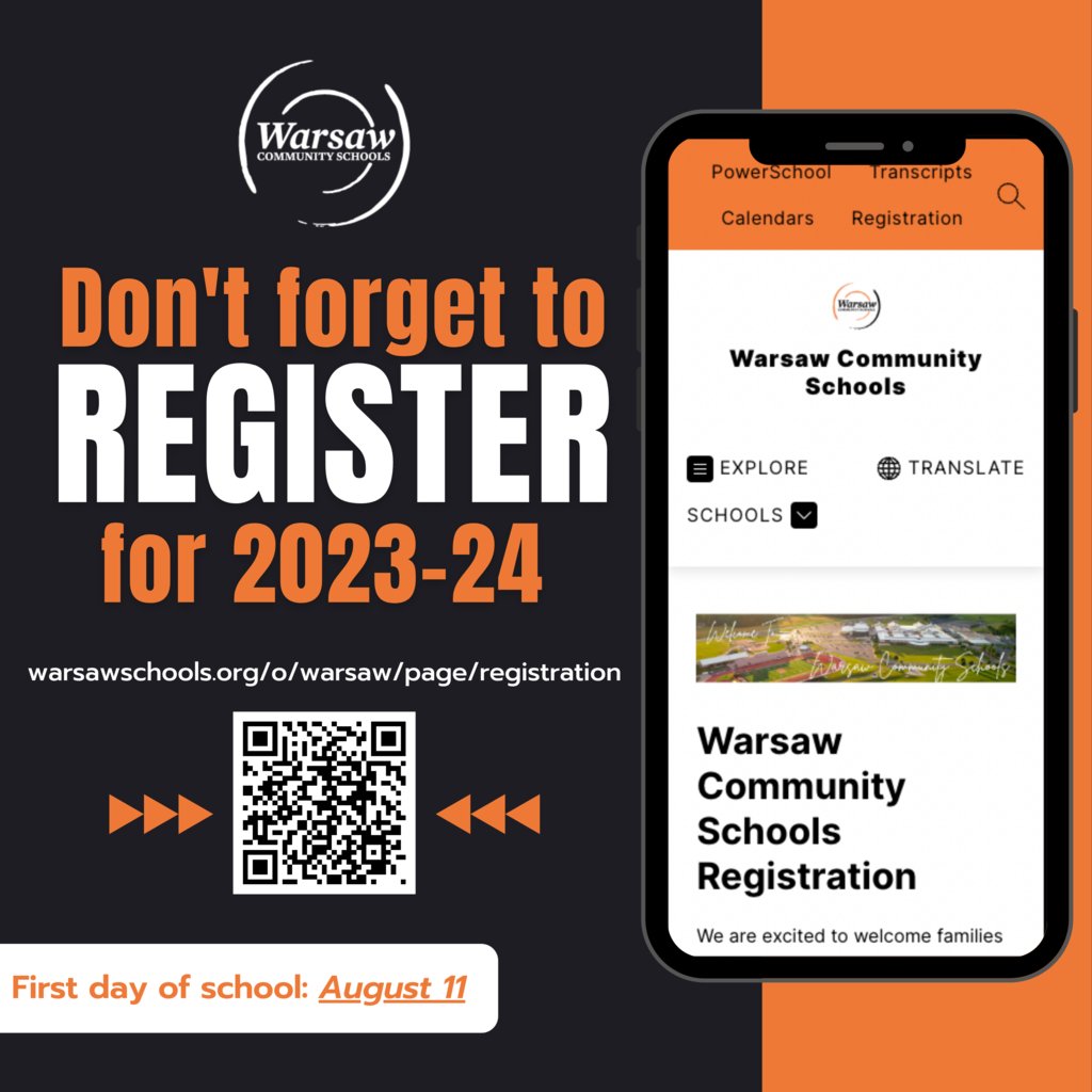 Don't forget to complete registration for the 2023-24 school year! warsawschools.org/o/warsaw/page/… 

Also, here is the link to purchase the $28 Accidental Damage Protection (ADP) for your child's iPad securedtechsolutions.com/protection/war… 

#WCSmission
