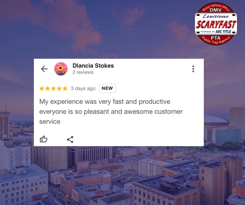 ABCUptown's tweet photo. Want results with SCARYFAST services every time? Look no further than your local ABC Title. Thanks for the review, Dlancia ! ⭐ https://t.co/htDDiTOdak