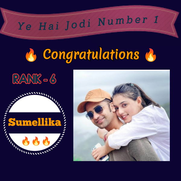 indian_tvcouple's tweet photo. Congratulations Fans 🎊❣️😍 

Ye Hai Jodi Number 1 🔥 

#yehaijodino1 #indian_tvcouple 

#Sumellika ❤️ 

Rank - 6 🙌 

#Sumellika #Sumellikaians #Sumedhians #Sumedhmudgalkar #Mallikasingh #Sumedhmallika #Radhakrishna #Kridha #Sumellikaforever 

@Beatking_Sumedh   @mallikasingh158 https://t.co/kq6uhknlMr