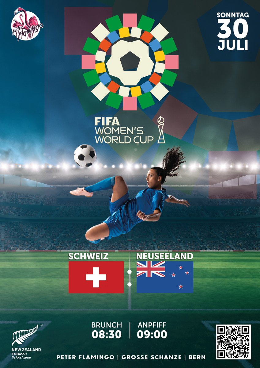 Kia Ora whānau in Switzerland🇨🇭 We are hosting another public viewing event in support of this year's #FIFAWWC 2023!⚽️ Join us in 📍Bern to cheer on the @NZ_Football Ferns 🇳🇿 as they play Switzerland 🇨🇭 on 30th July! @sfv_asf #EyesOnNZ #BeyondGreatness ➡️lnkd.in/e2ChCmYi