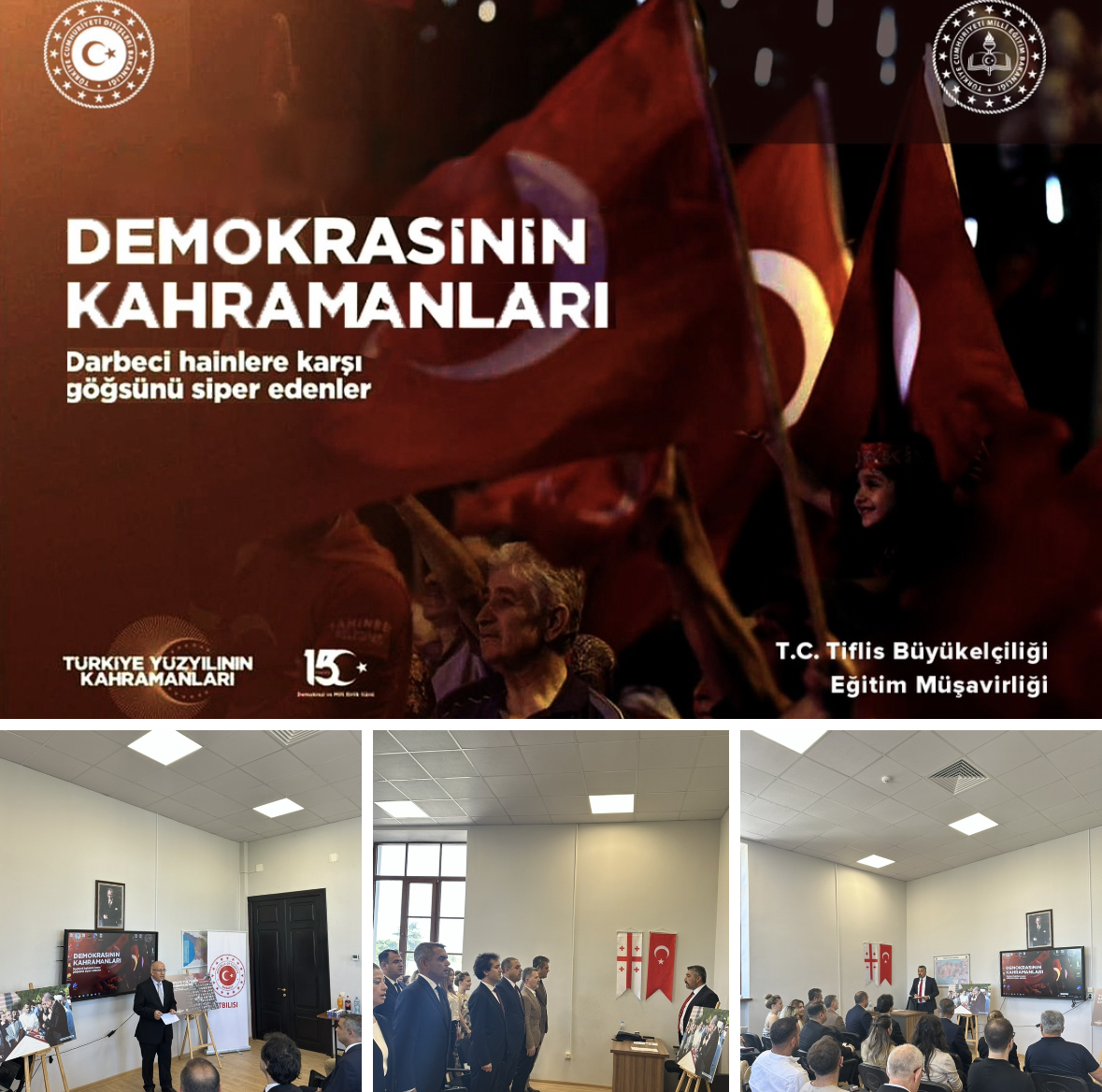TiflisEgitim's tweet image. Büyükelçiliğimiz himayelerinde #15Temmuz #DemokrasiveMilliBirlikGünü vesilesiyle Tiflis Türkçe Kurs Merkezimizde Türkiye Yüzyılı’nın Kahramanları konulu şiir programı düzenlendi. 

@tcmeb @mebabdigm @mebyyegm