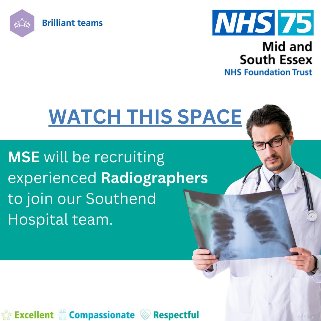 Are you an experienced Radiographer looking for your next challenge? Our Southend Hospital will be recruiting Radiographers to join their growing team. Keep up to date with MSE live vacancies here: mse.nhs.uk/current-vacanc…