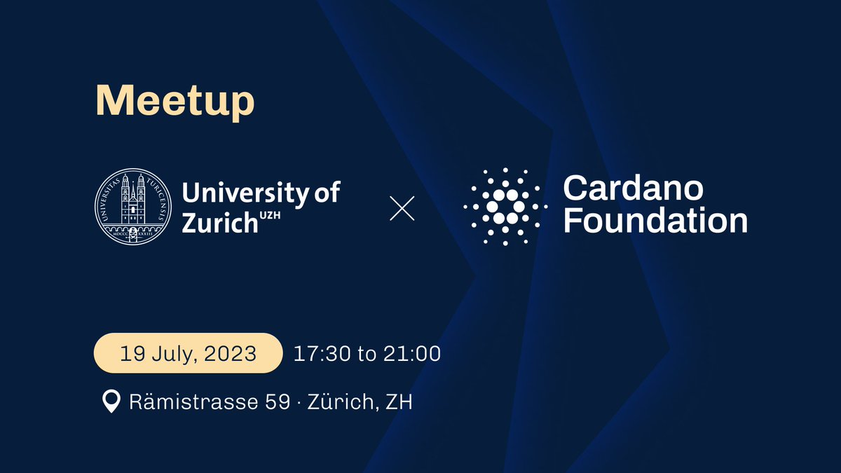 📢Upcoming meetup! 
Join <a href="/UZH_en/">University of Zurich</a>  &amp;  #CardanoFoundation to discuss the importance of blockchain education.

🗓 19 July
🕝 17:30 - 21:00

Register👉 meetup.com/cardano-blockc…

🎙️Presenters:
<a href="/F_Gregaard/">Frederik Gregaard</a> 
Claudio Tessone
<a href="/MuesliSwapTeam/">MuesliSwap Team🥛</a> 
<a href="/nmkr_io/">NMKR</a> 
<a href="/uzh_blockchain/">UZH Blockchain Center</a> 
#BlockchainEducation