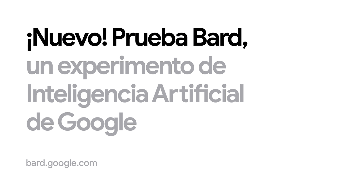 ¡Bard ya está disponible en español! Descubre el experimento de Google que funciona como tu colaborador creativo y prepárate para llevar tus ideas al siguiente nivel. Ingresa a bard.google.com #GoogleIA