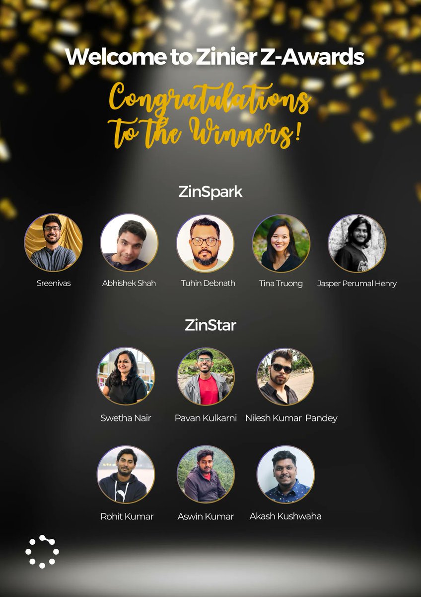 zinier's tweet photo. Celebrating extraordinary talent and achievements! The Z-Awards by @Zinier honors exceptional individuals who excel and innovate. Congratulations to the deserving winners! 🏆👏 #Zinier #ZAwards https://t.co/X3z6OfF2Sy