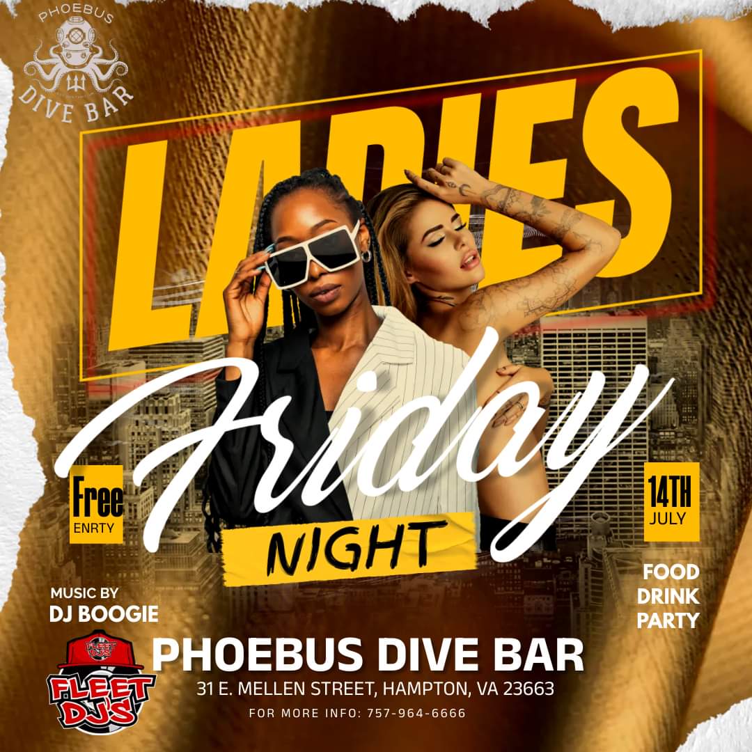 DJBOOGIE81's tweet image. Let&apos;s go ladies, come show out this and every Friday at the Phoebus Dive Bar. Enjoy the  vibes and drinks from the best bartenders in town. Get some great food, then drink and party. #FleetDJs #vafleetdjs #hamptonuniversity #hamptonroadsevents  #Phoebus #cnu #djlife