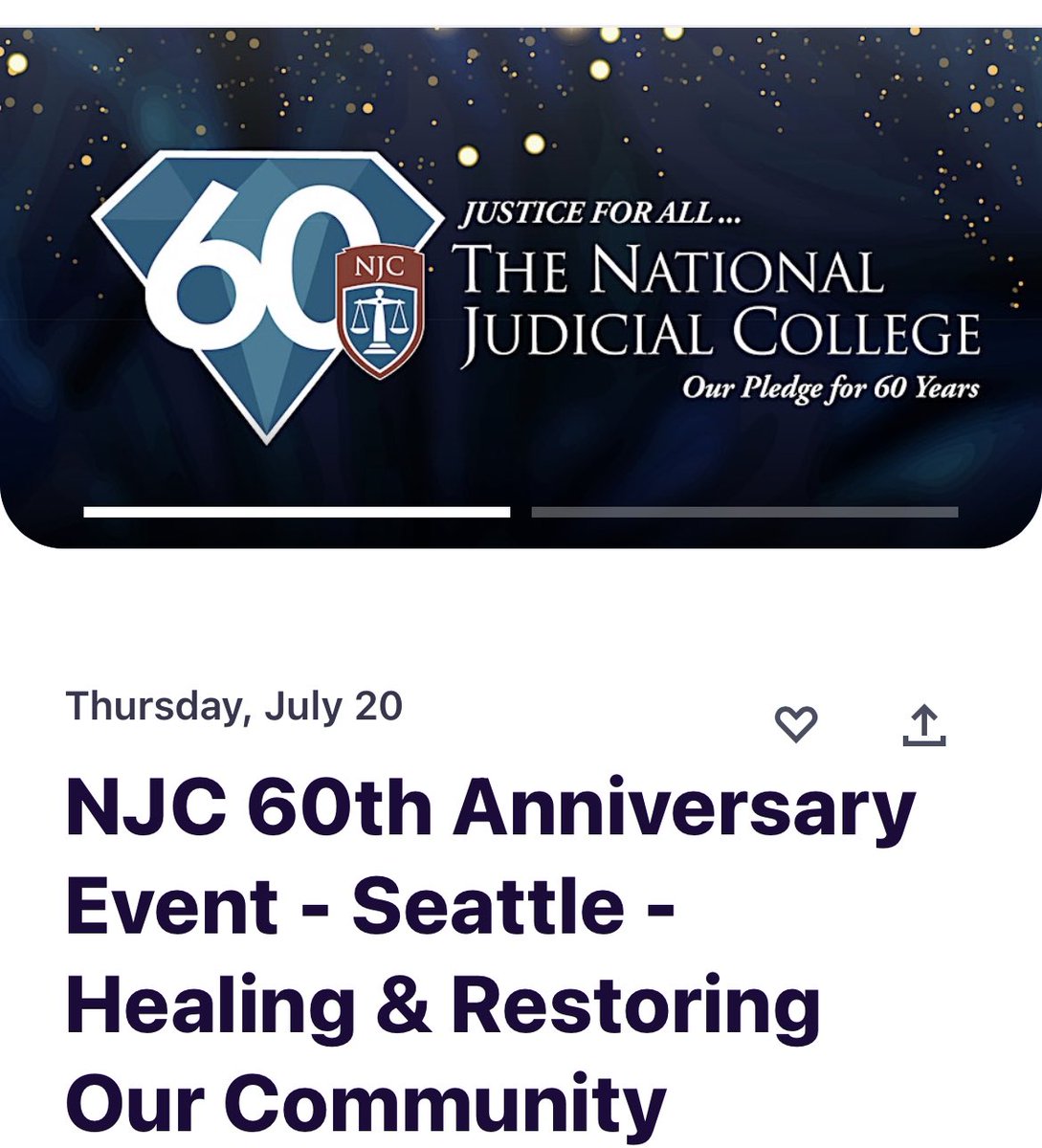 JudgeDaveKeenan's tweet image. Come celebrate the National Judicial College’s 60th anniversary!  I’m moderating a discussion of Lived Perspectives on Creating &amp;amp; Restoring Justice with a fantastic panel, &amp;amp; we’ll have a great celebration with judicial leaders (and music from Paula Boggs!). Link in comments.