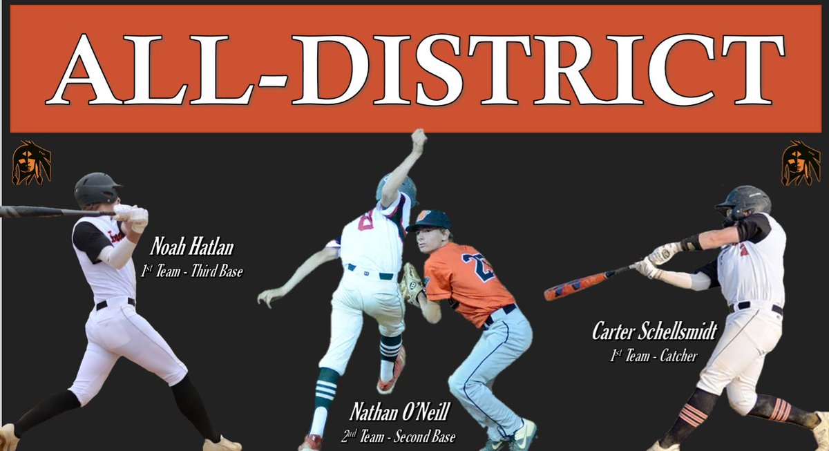 Congratulations to our 2A NE Iowa All-District selections, well-deserved honor!

Noah Hatlan - 1st Team 3B (2nd Selection)

Nathan O'Neill - 2nd Team 2B (1st Selection)

Carter Schellsmidt - 1st Team Catcher (3rd Selection)