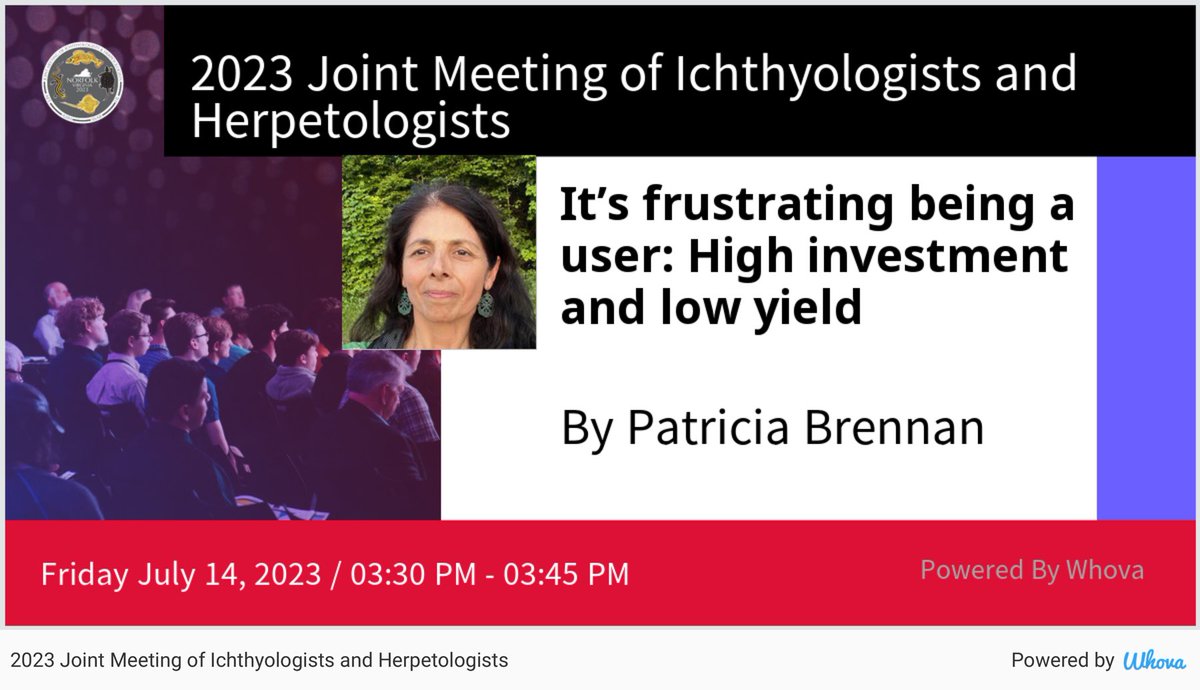 I am speaking at 2023 Joint Meeting of Ichthyologists and Herpetologists. Please check out my talk if you're attending the event! - via #Whova event app