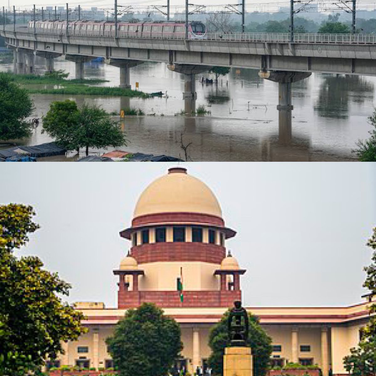 LawTodayLive's tweet photo. BREAKING: Delhi Govt sources say that the DJB Regulator at Indraprashtha Metro Station has collapsed, causing water from Yamuna to flow into the city. Authorities trying to fix it but with little success. If not fixed soon, the Yamuna water will reach the Supreme Court of India.