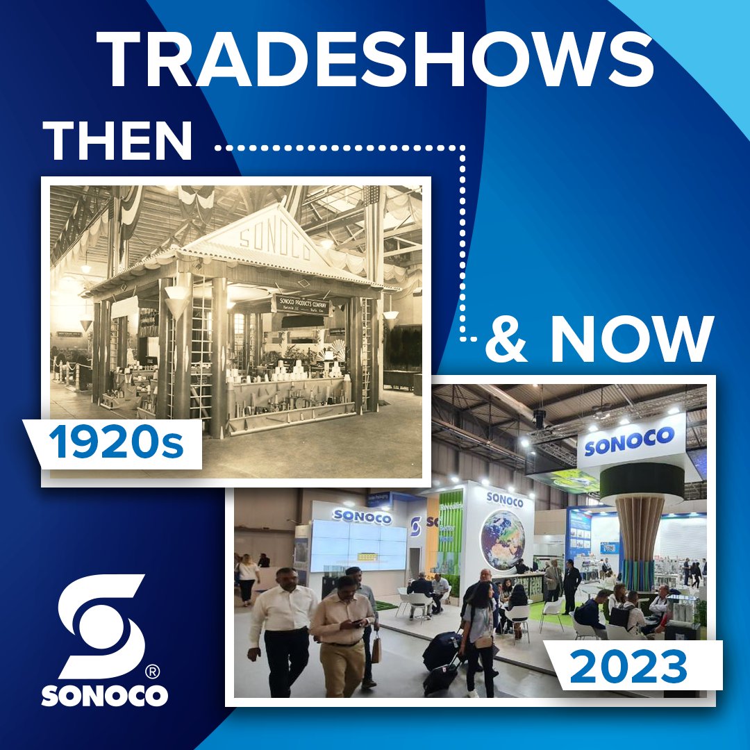 Two Sonoco tradeshow booths, side by side, a century apart—what a testament to an unwavering pursuit of innovation and ongoing commitment to our customers in the packaging industry! sonoco.me/3NfrSz8

#BetterPackagingBetterLife #PackagingInnovation #PackagingDesign
