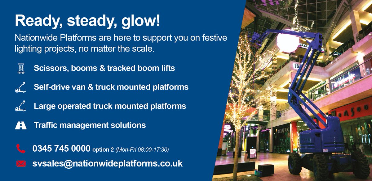 With our Powered Access fleet of 14,000 machines ranging from scissor lifts to truck mounted platforms, Nationwide Platforms are here to support you on festive lighting projects, no matter the scale! Call 0345 745 0000 or visit us online to get your quote: bit.ly/3Gx8yXu