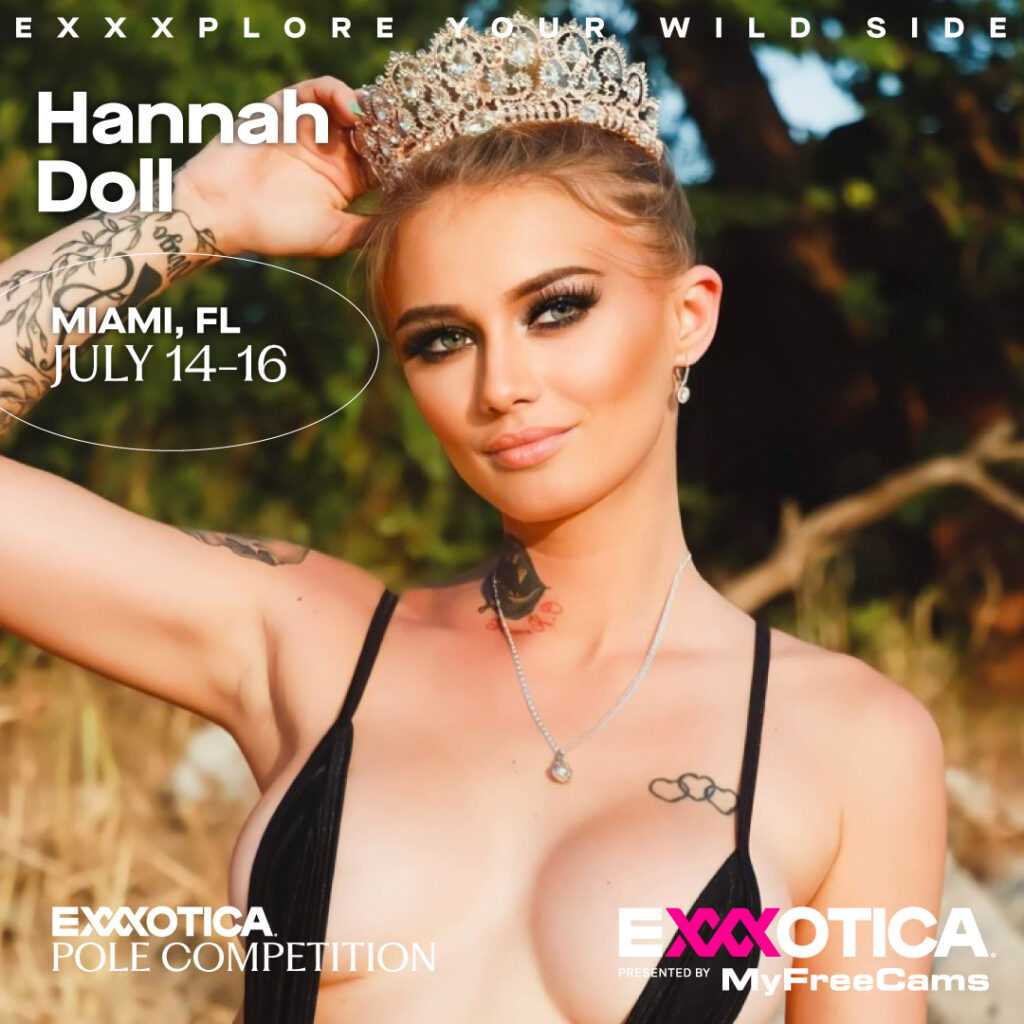 EXXXOTICA's tweet photo. Featured Post: Hannah Doll Appearing Live! https://t.co/Xt0EScQY7n 

#Contestant #EXXXOTICAPoleCompetition #MiamiFL https://t.co/vLoAzSKUH9