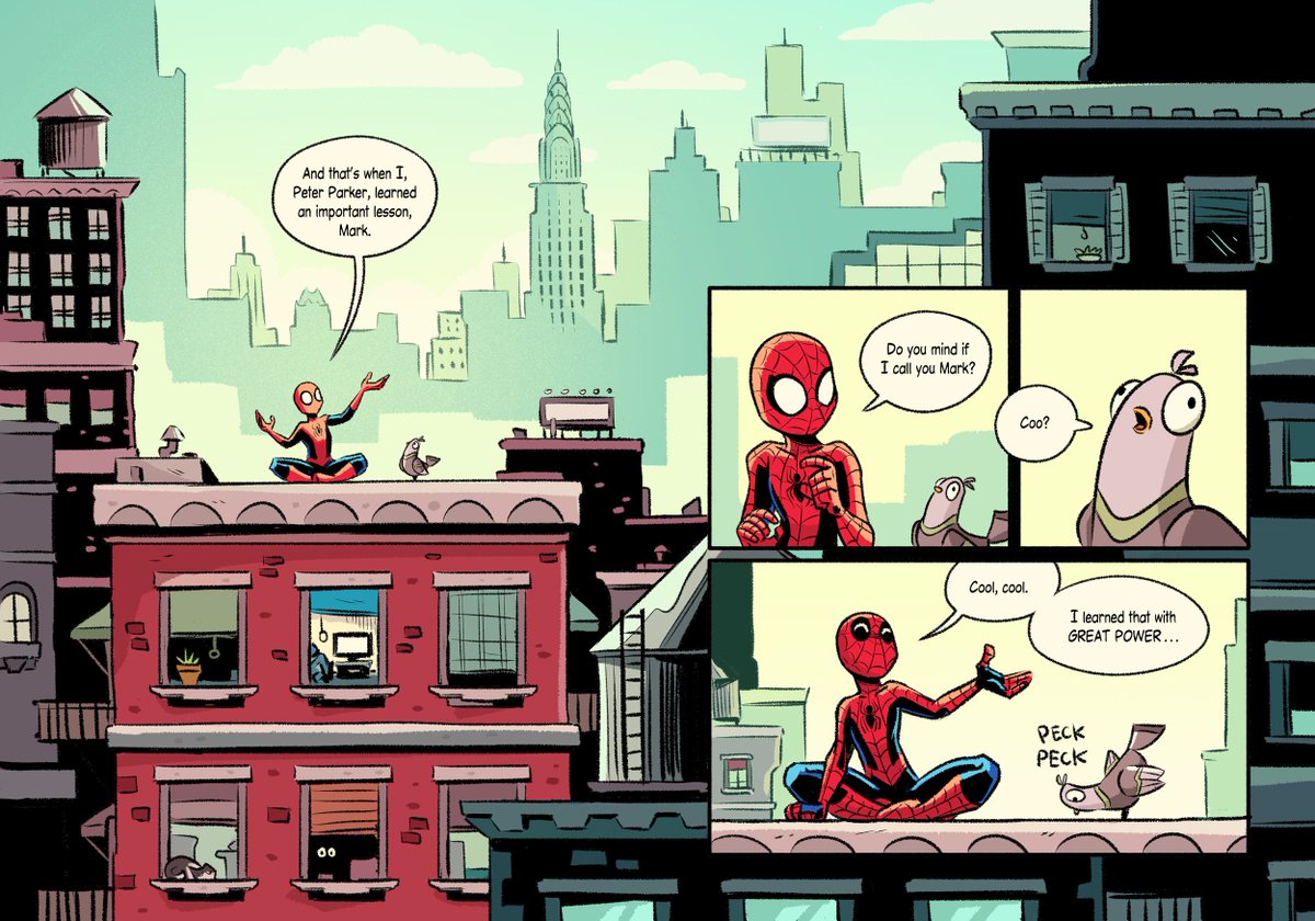 mikemaihack's tweet photo. A few pages from my new Spider-Man book, ANIMALS ASSEMBLE! Out now. ❤️🕸️ https://t.co/zY8TENybXo