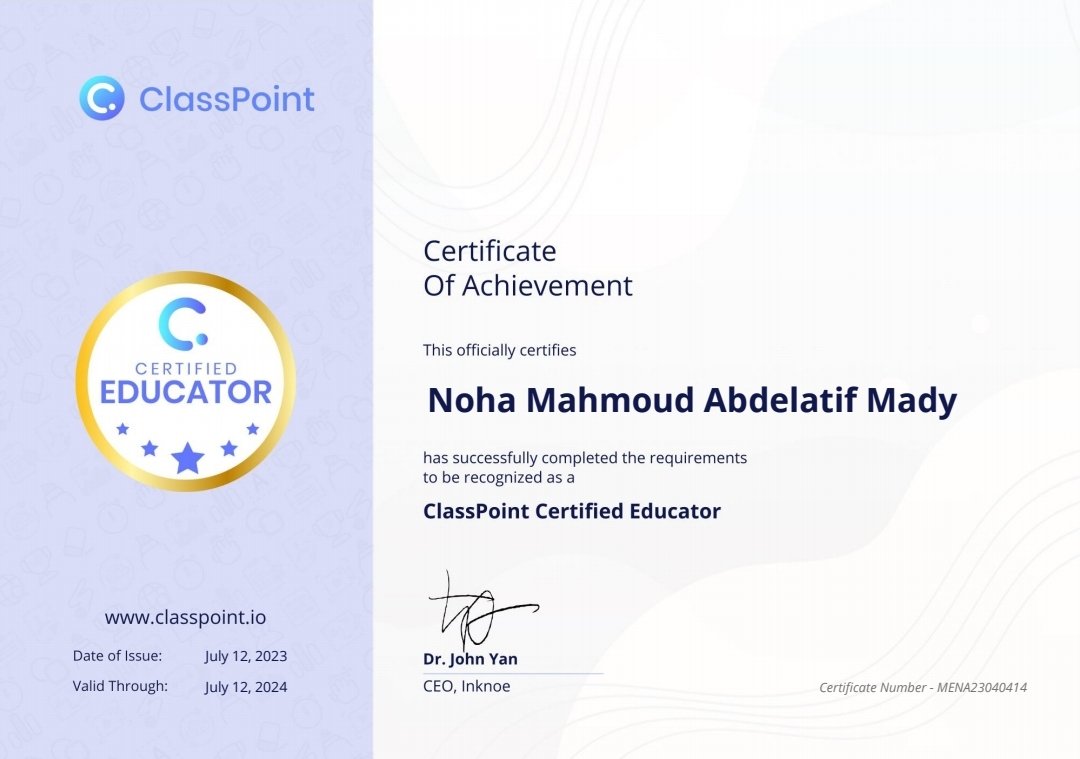 I am a class point certified educator 😊 
#ClassPointApp
#MIEExpert 
#microsoftEdu