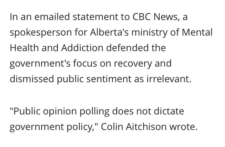 k13e's tweet photo. I was doing some reading on drug poisonings in Alberta and one thing I keep noticing is just how disgusting Government of Alberta’s public statements on the matter are. 

They are flippant, unserious and lazy. They insist on failed approaches, show no learning or compassion. https://t.co/ljeGasa0I4