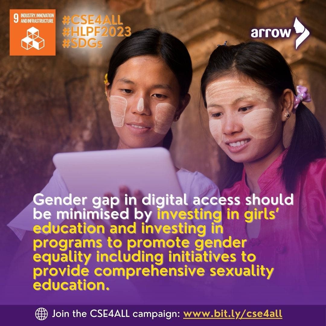 ARROW_Women's tweet photo. Access to technological devices &amp; safer internet should be increased especially for those who are geographically and socio economically marginalised.  #SDG9 #HLPF2023 #CSE4ALL #SDGs https://t.co/DzOYKlFyQI
