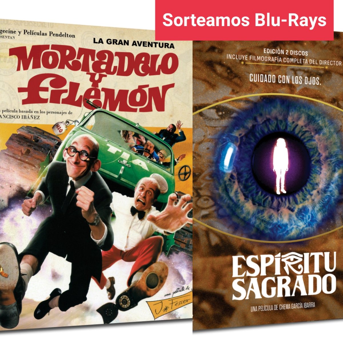 RT + follow <a href="/39escalonescine/">39 Escalones Films</a> y <a href="/cineespanol/">Blog de Cine Español</a> Sorteo 2 Blu-Ray de "La gran aventura de Mortadelo y Filemón" y otros dos de "Espíritu Sagrado"