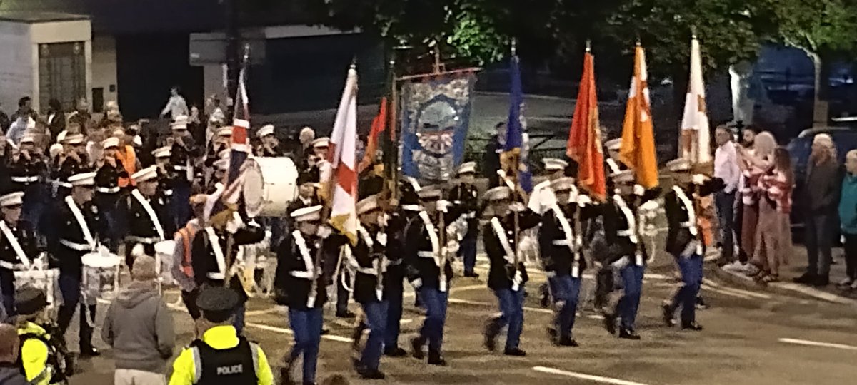 ambutran's tweet image. To round off our Twelfth, Ambutran was in Kilkeel for the Mourne Defenders'  homecoming parade, when most of the town appears to turn out for just one band.