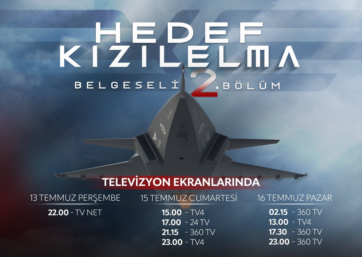 BaykarTech's tweet photo. HEDEF #KIZILELMA BELGESELİ | 2. Bölüm
Televizyon Ekranlarında!

📺 İyi seyirler... ✈️🚀🍎 https://t.co/0YSnarF3t3