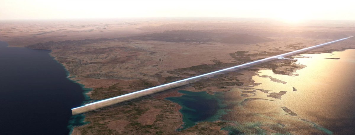 لقطات حديثة للأعمال القائمة في بعض مواقع مشروع #ذا_لاين في #نيوم، حيث تجري أعمال حفر القناة المائية لتنفيذ المرسى المخفي، ويجري العمل على نقل 1.5 مليون متر مكعب يوميًا من التربة، كما تم نقل أكثر من 10 آلاف نبتة من مواقع الأعمال للحفاظ عليها