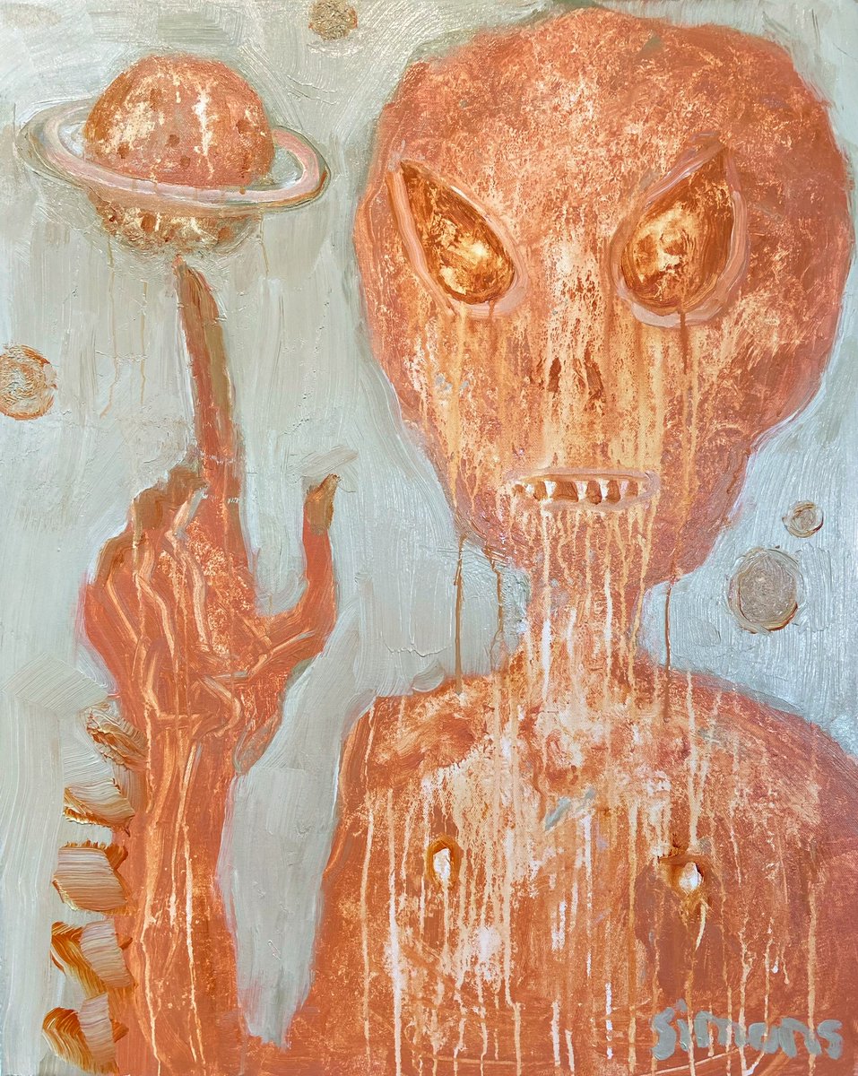 briansimons's tweet photo. "TWIRLING SATURN" 24X30" acrylic/canvas. Comments welcomed https://t.co/vddr57nkjS