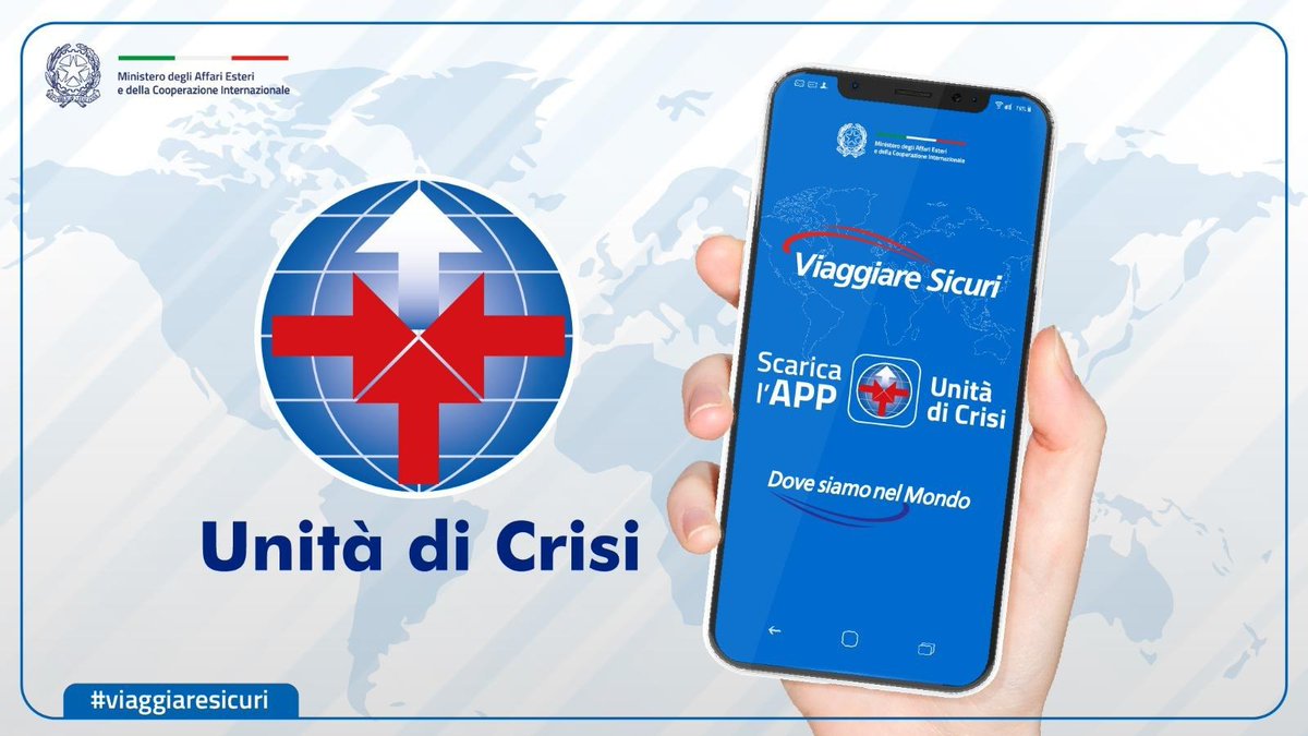 ItalyMFA's tweet photo. ✈️🚘🚢🚄In viaggio all’estero usa l’App gratuita "Unità di Crisi" e registrati su https://t.co/X8sWhgqyQ4 🌐
#ViaggiareSicuri
👇
https://t.co/kgZG87oK6U https://t.co/rFkkazNS8T