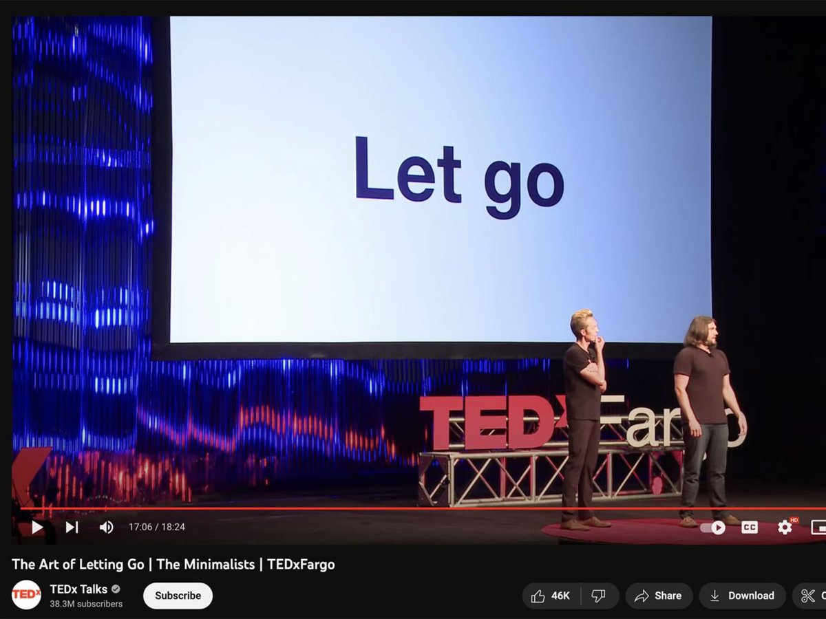 TheMinimalists's tweet photo. Did you know that Fargo is one of our favorite cities? Well, it is! And we're excited for our friends at @TEDxFargo, which is happening next Thursday!

We were just informed that our talk, "The Art of Letting Go," is their all-time most popular video: https://t.co/u2xBgZywby https://t.co/knccRyVjDF