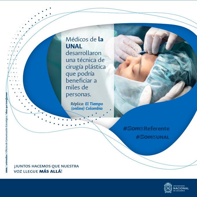 #UNALenMedios | Técnica de cirugía plástica inventada en Colombia podría beneficiar a miles de personas: Médicos de la Universidad Nacional de Colombia desarrollaron una novedosa técnica de cirugía reconstructiva 👉 bit.ly/3XE6A1D Vía @ELTIEMPO | #SomosOrgulloUNAL