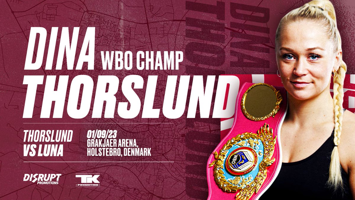 letsgomanage's tweet photo. @DinaThorslund V Luna 
September 1st #UnificationFight
@WorldBoxingOrg @WBCBoxing @ringmagazine 🌎🏆
📍 Denmark  👊🔥 https://t.co/pTvTiALuQs