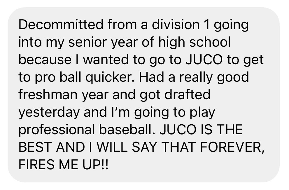 My favorite DMs to receive.

JUCO BANDITS FOREVER.