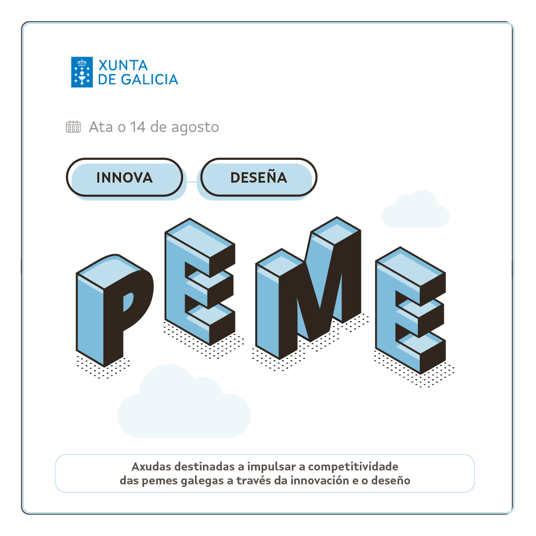 InnovaDeseno's tweet photo. 🔊 Aberta a nova convocatoria de #DeseñaPeme: axudas da Xunta para que #microempresas e #pemes galegas melloren a súa capacidade de #innovación e #sustentabilidade a través do #deseñoestratéxico.
🗓️ Prazo aberto ata o 14/08.
🔗 https://t.co/2IA16Zjanb https://t.co/k7vFZBUzze
