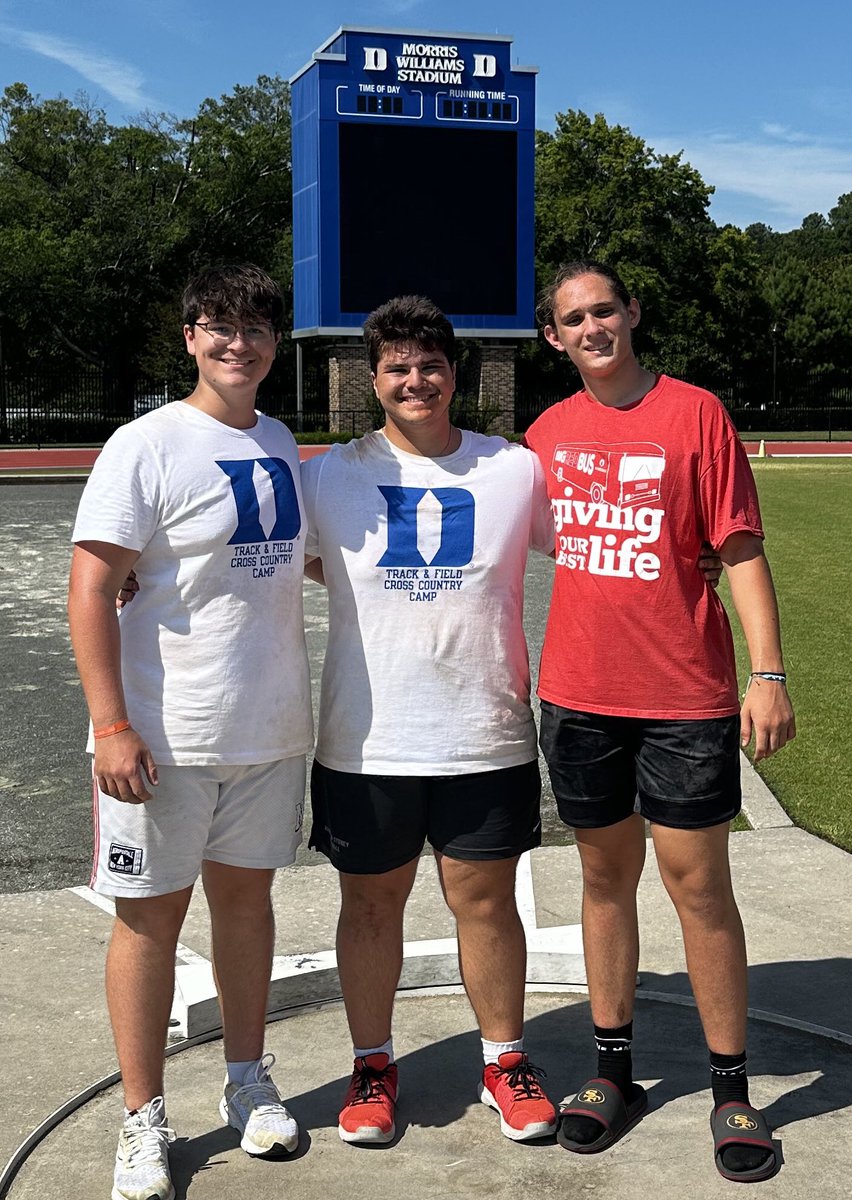CadeRitter1's tweet photo. Sam Routh, John Leavelle and I had a great time at Duke this week learning to throw better. @GroveAD @DukeTFXC https://t.co/gC6Te3yAXR