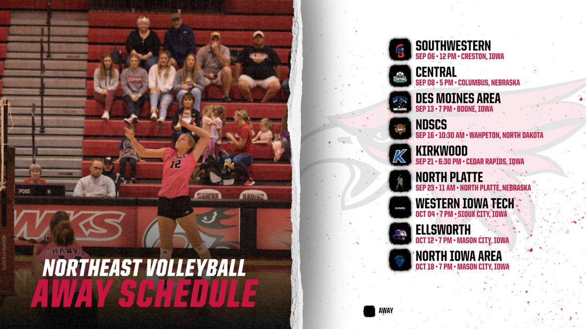 NortheastCCVB's tweet photo. 𝘝𝘖𝘓𝘓𝘌𝘠𝘉𝘈𝘓𝘓 𝘚𝘊𝘏𝘌𝘋𝘜𝘓𝘌 

An experienced group of returners mixed with an exciting group of newcomers should make for tons of fun at the Cox Activities Center this season!

🗓️

#GoHawks 🔴⚪️🏐 https://t.co/XBEwAtpoMt