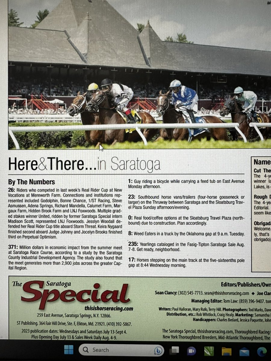 And just like that….we get a mention in the Opening Day issue of the @saratogaspecial. 

#Howyouknowyouvemadeit 

😁🏇🎪