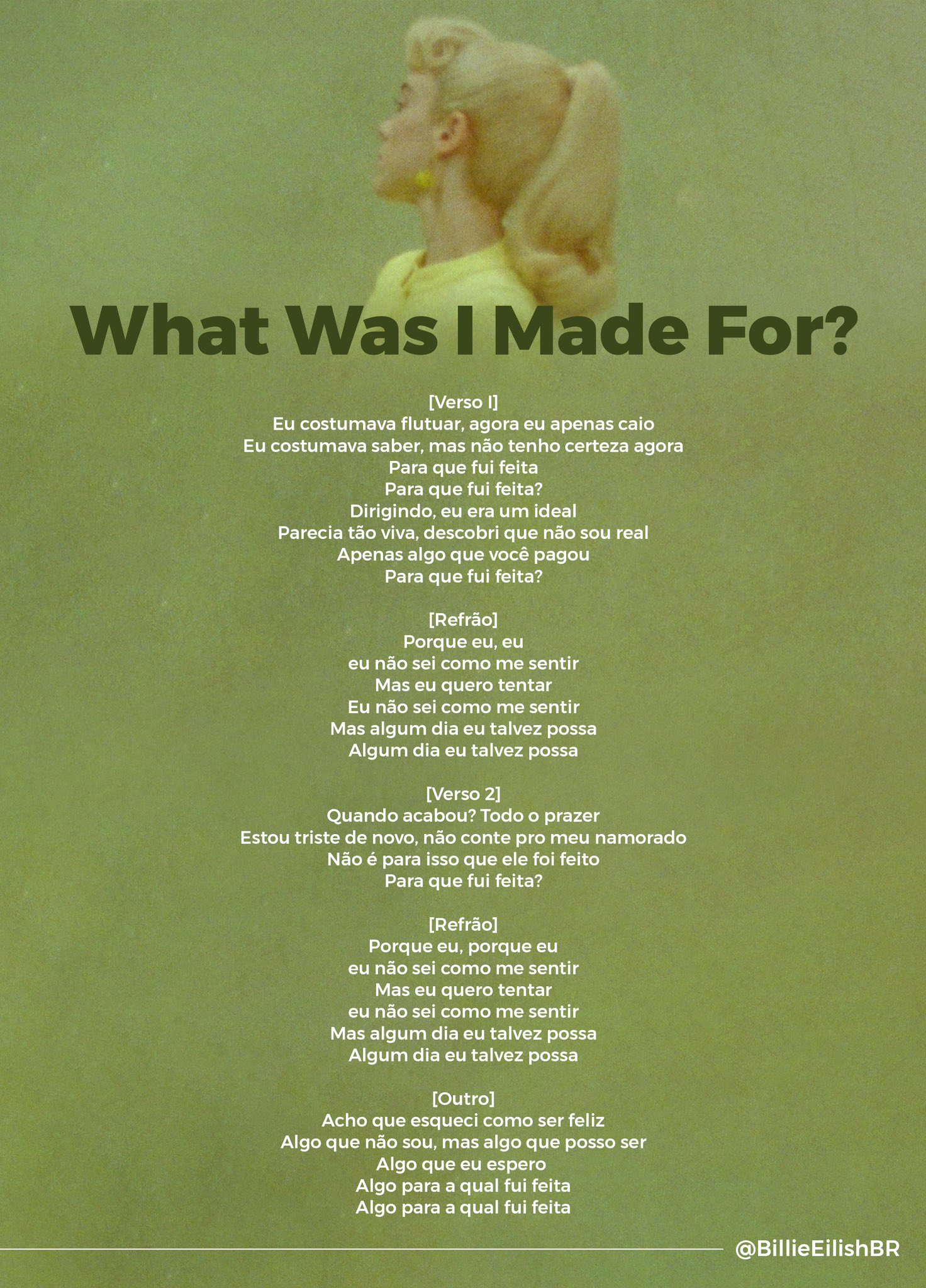 What was I made for by Billie Eilish (lyrics/letra) 