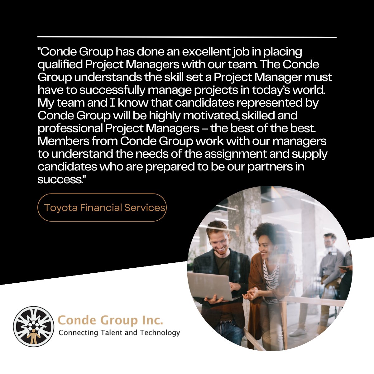 CondeGroup's tweet photo. The Conde Group team goes to great lengths to learn all that we can about each client’s unique needs – from core business goals and strategies to the specific requirements of the positions that need to be filled, to the company culture. 
https://t.co/LCCGJPlD6K
#ITstaffing https://t.co/1r3T7NSQ13