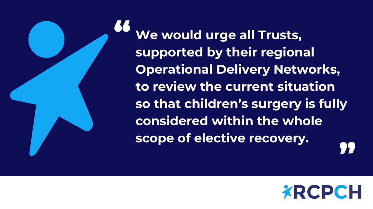 Children’s waiting lists for surgery are increasing at double the rate of adults, while surgical activity lags behind adult activity. 

Read our joint statement with <a href="/RCSnews/">The Royal College of Surgeons of England</a> <a href="/BAPS1953/">BAPS</a> <a href="/BAUSurology/">BAUS</a> and <a href="/APAGBI/">APAGBI</a>: rcseng.ac.uk/news-and-event…